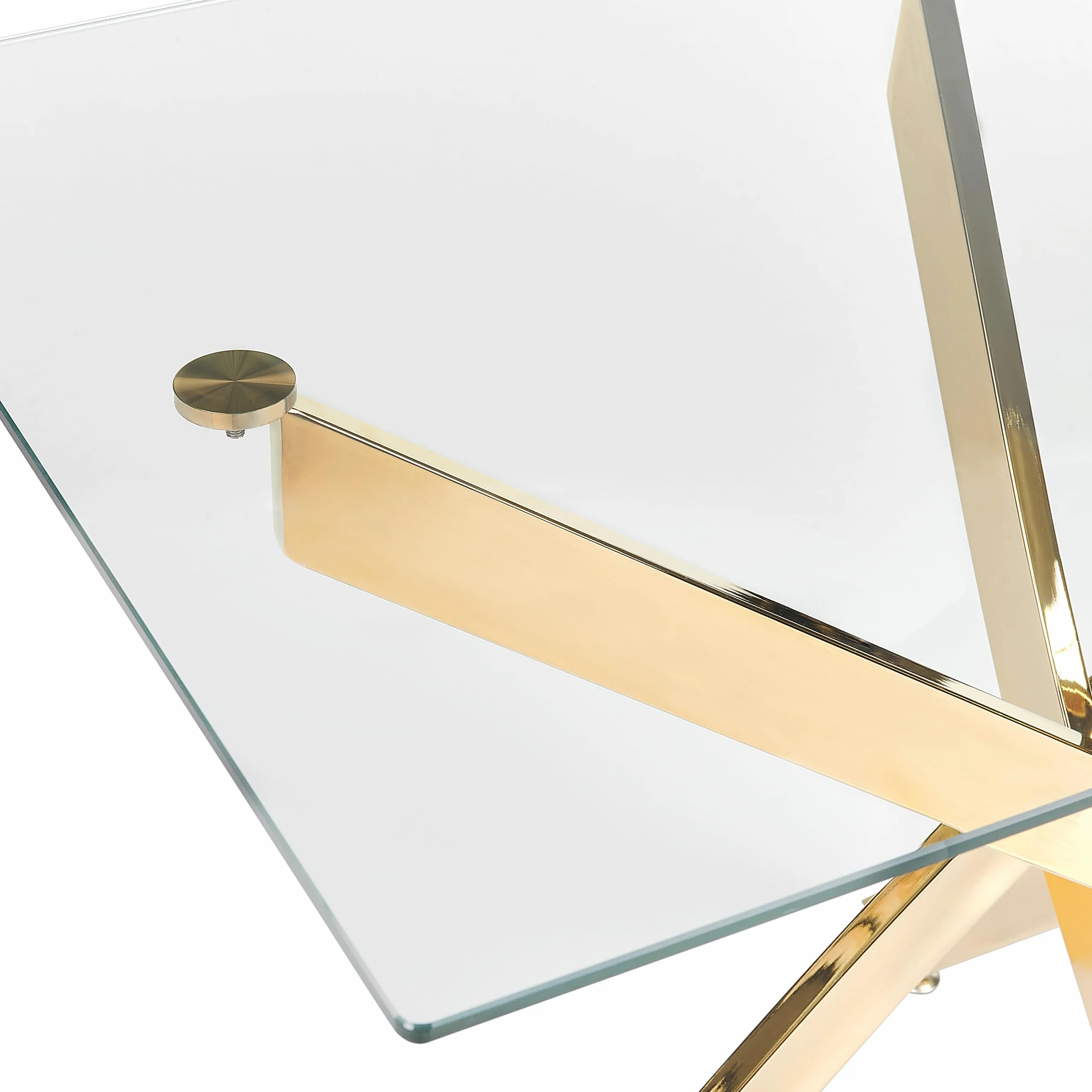 Beliani Esstisch transparent 120x70 cm rechteckig Sicherheitsglas Kreuzfuß Gold Maramo