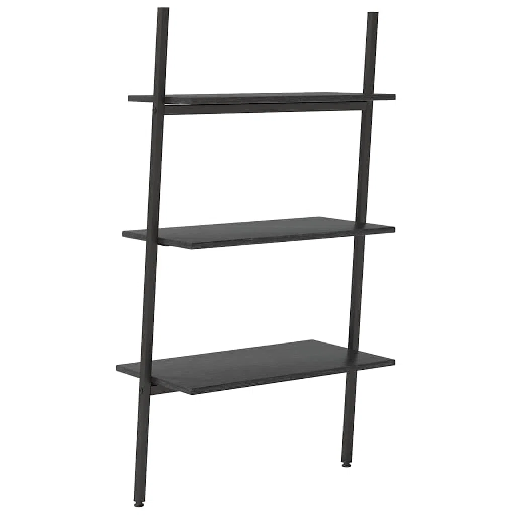 Leiterregal mit 3 Böden Schwarz 64x34x116 cm stabiles Standregal für Bücher, Akten, Dekorationen ideal für Büro, Wohnzimmer, Kinderzimmer, Flur, mit Wandhalterung für sicheren Stand
