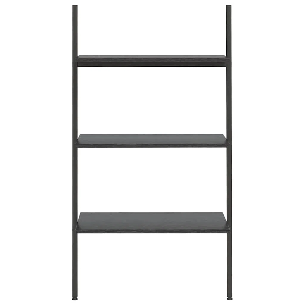 Leiterregal mit 3 Böden Schwarz 64x34x116 cm stabiles Standregal für Bücher, Akten, Dekorationen ideal für Büro, Wohnzimmer, Kinderzimmer, Flur, mit Wandhalterung für sicheren Stand