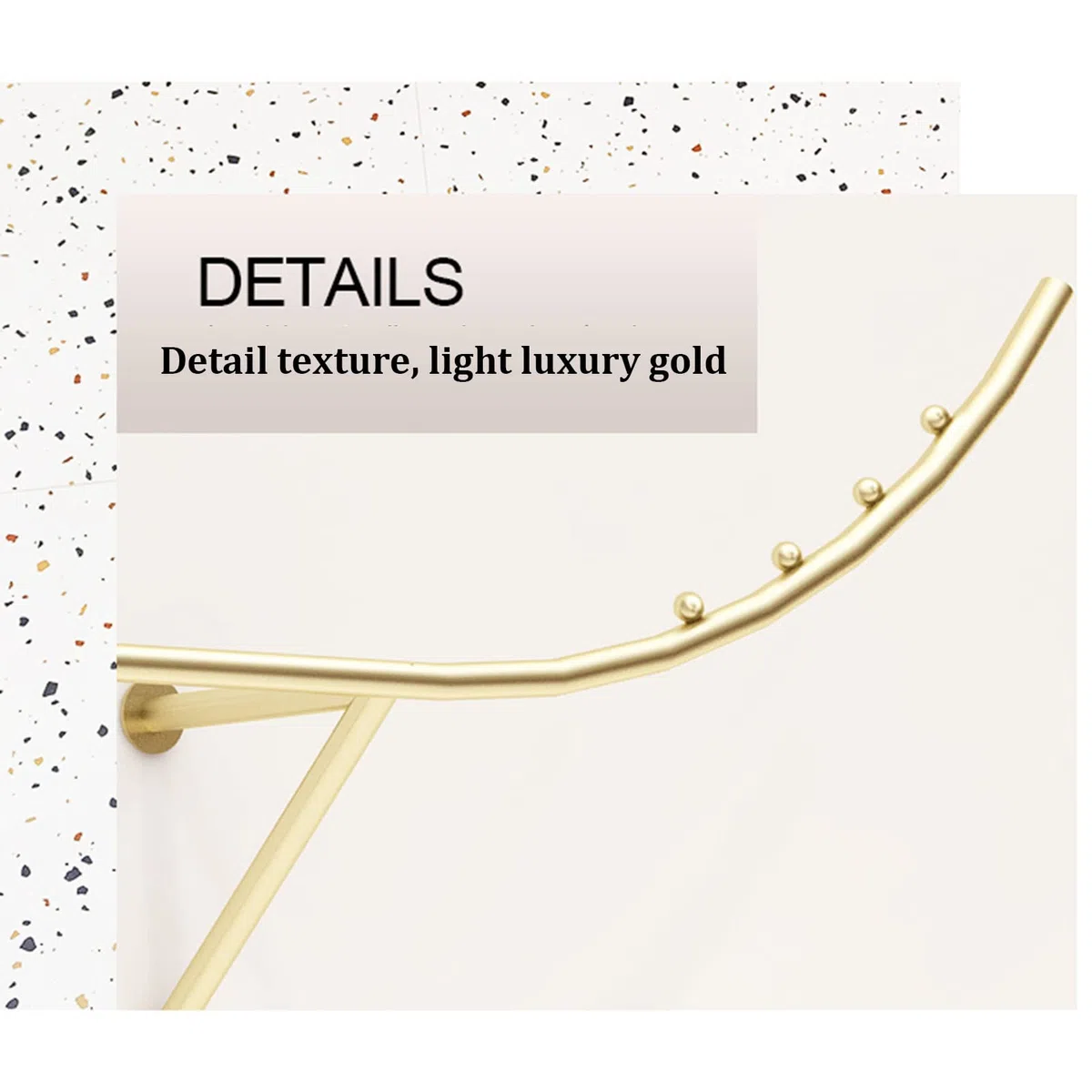 Wandmontierte Boutique-Bekleidungsgeschäft-Präsentationsregale,Moderne Metall-Einzelhandelsgeschäft-Bekleidungs-Präsentationsregale,goldene Kleiderbügel,Schrank-Hängestangen,Waschküchen-Klei