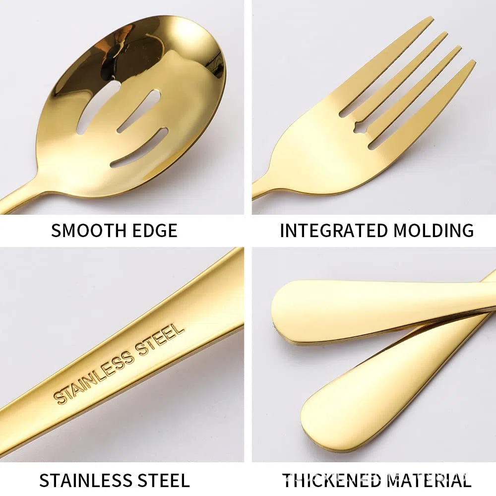 Generisch Dieses 8-teilige Edelstahl-Besteckset besteht aus Serviergabel, Löffel, Sieb, Mehrzweck-Tischbesteck, Steakzange und Servierlöffel. Rose Go, Rainbow-6-Set