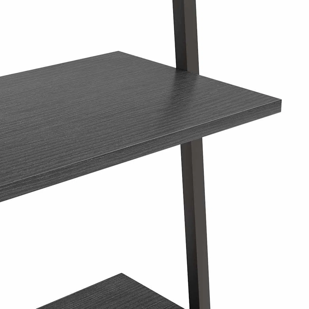 Leiterregal mit 3 Böden Schwarz 64x34x116 cm stabiles Standregal für Bücher, Akten, Dekorationen ideal für Büro, Wohnzimmer, Kinderzimmer, Flur, mit Wandhalterung für sicheren Stand