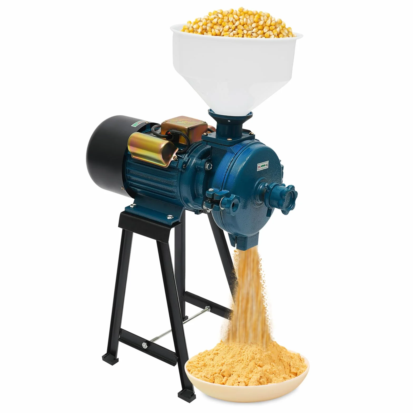 2200W Elektrisch Getreidemühle Kornmühle Schrotmühle mit Trichter Kommerzielle Maismühle Hochleistungs Futtermehl Müslimühle für Getreide, Mais, Kaffee, Futtermittel und Stroh
