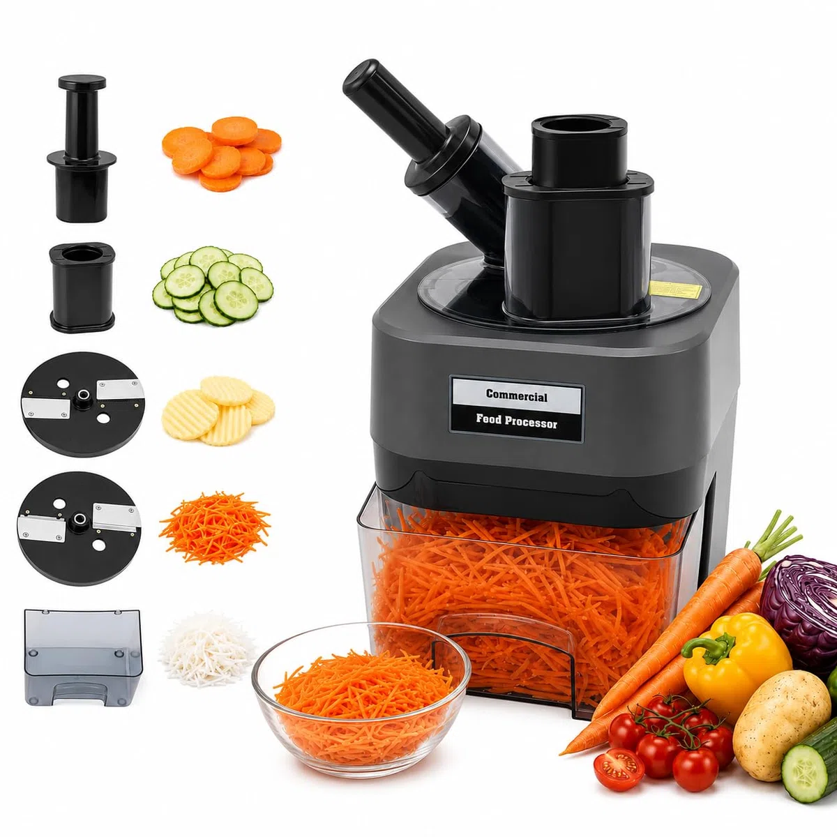 Gewerblicher Gemüseschneider mit 3 Klingen für Gastronomie 100W 220V