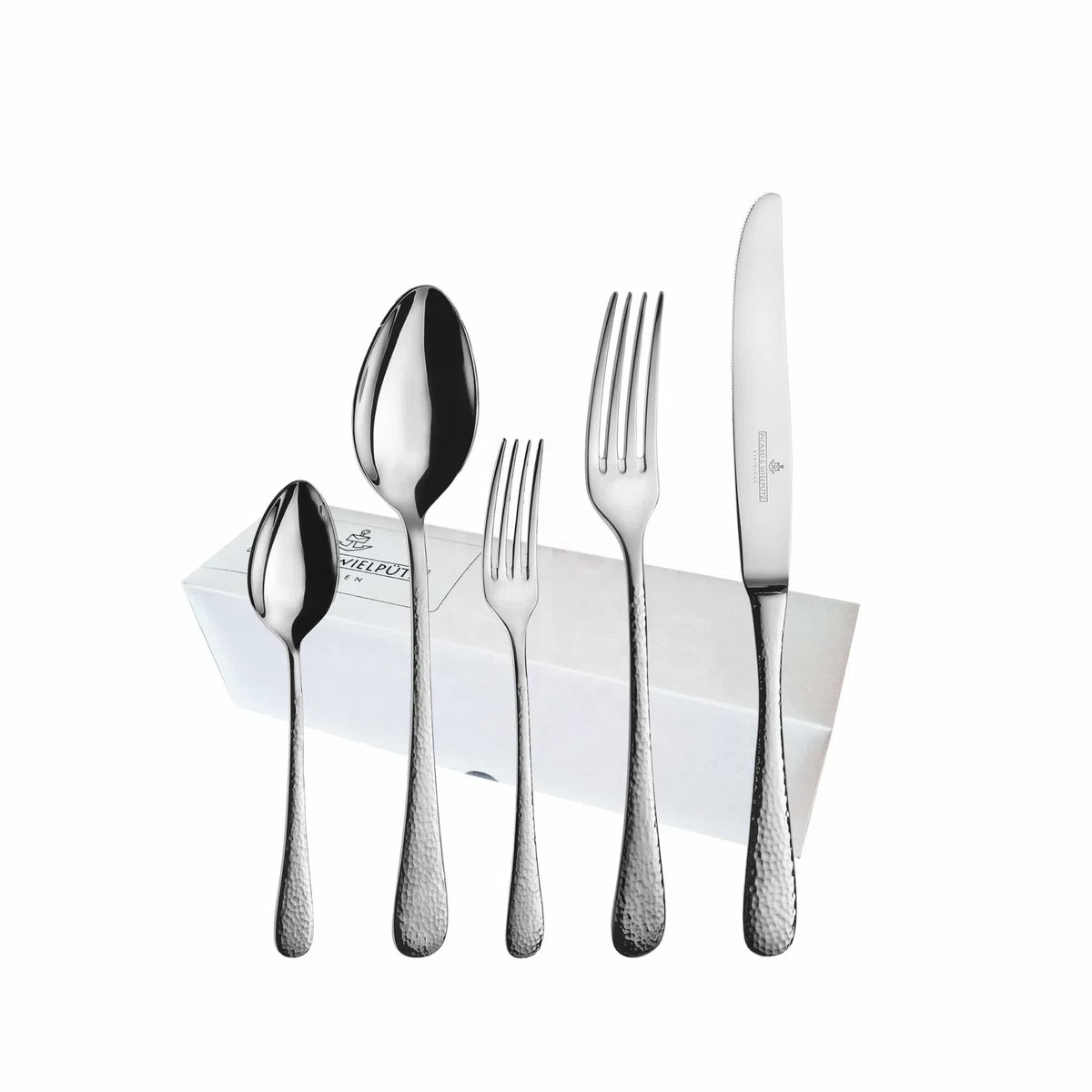 Picard & Wielpütz - Besteckset 60teilig mit Hohlheft-Menümessern - Serie Mia - Edelstahl - poliert, hammerschlag Design - spülmaschinenfest
