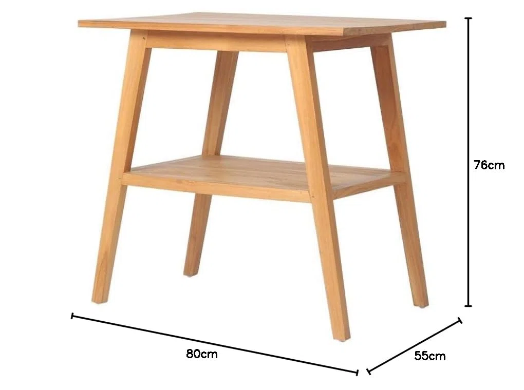 Vente-unique - Waschbeckenunterschrank Bobotsari -L 80cm x B 55cm x H 76cm- Teakholz - naturfarben hell