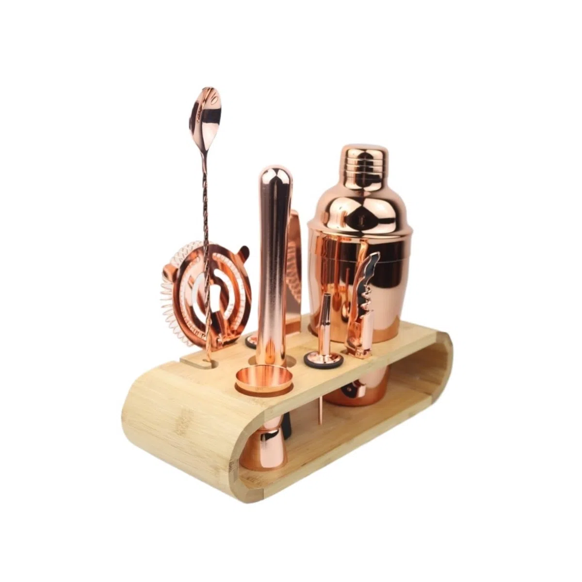 Cocktail Set Cocktail Shaker Set Cocktail Zubehör Edelstahl-Mixer-Set, Barkeeper-Shaker-Becher, komplettes Set, 10-teiliges Shaker-Set mit Holzrahmen Barkeeper Set Bar Set (Color : A, Size : 550ML)