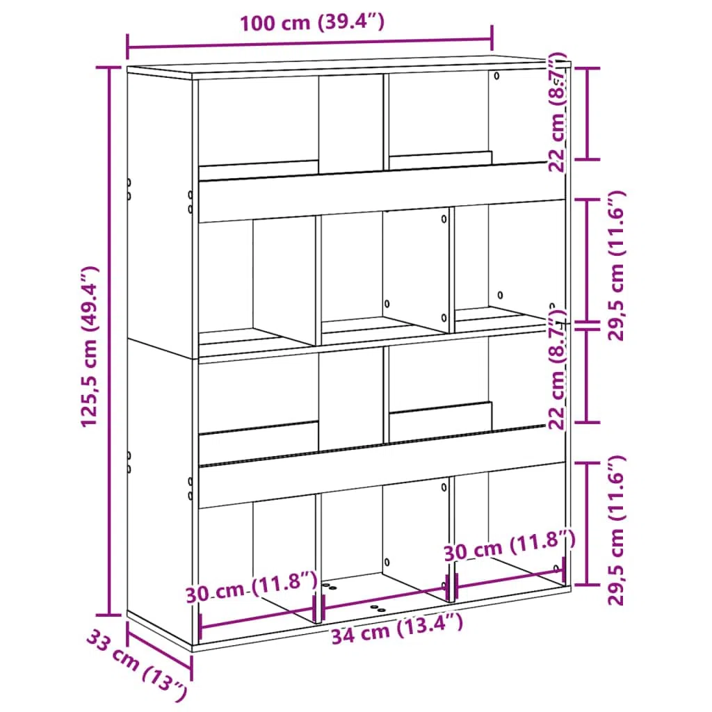 Bücherregal Weiß 100x33x125,5 cm Holzwerkstoff Standregal