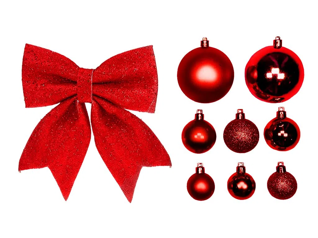 LAALU Weihnachtsbaumschmuck-Set | ROTEWEIHNACHTEN | 73-teilig | für Weihnachtsbäume 120–210 cm | inkl. Aufbewahrungsbox