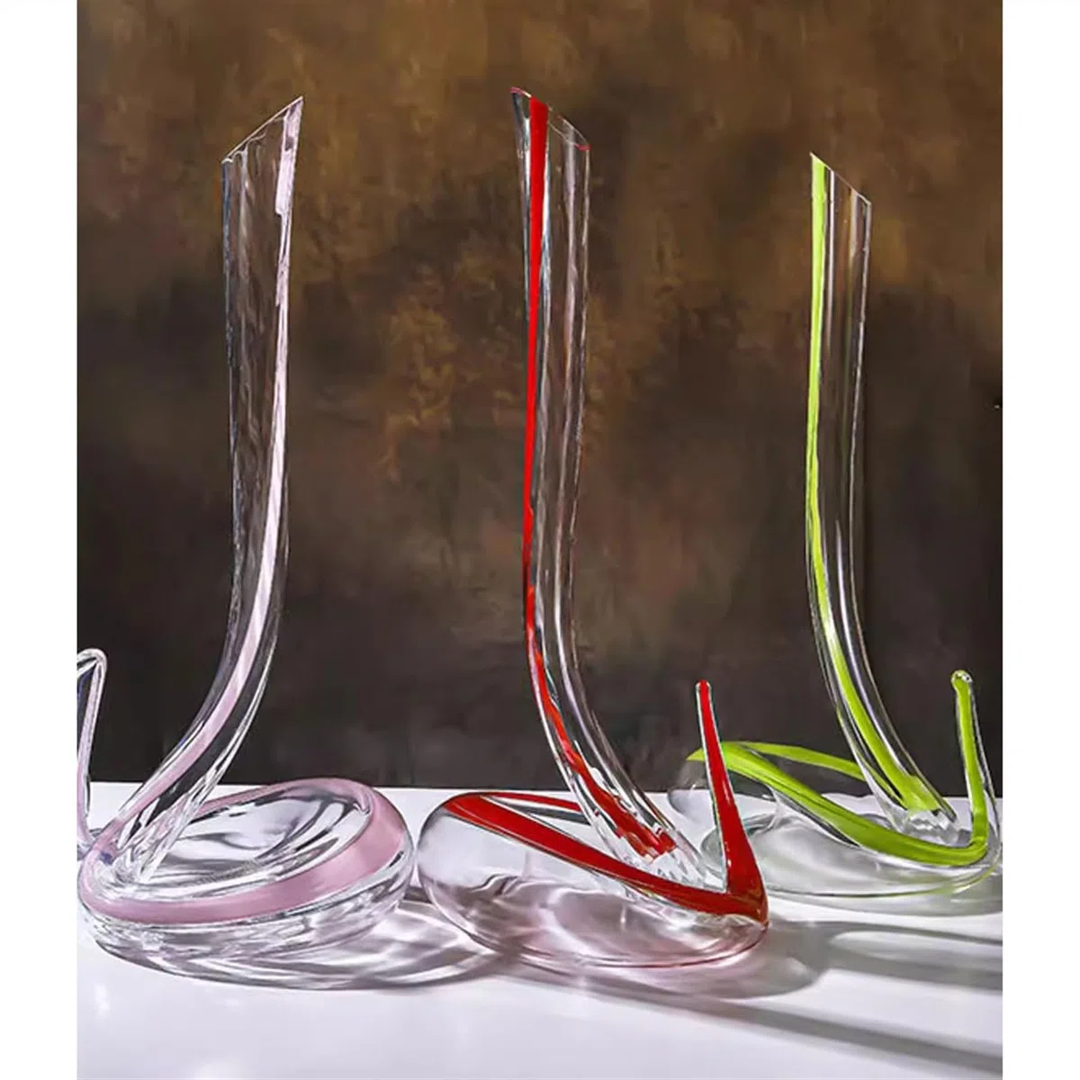 Handgefertigter, kreativer, bleifreier Kristall-Weinkühler in Schlangenform, Premium-Glas, Rotweingläser, Heimgebrauch, schnelles Aufwachen des Weins Geschenkidee für Weinliebhaber(Red)
