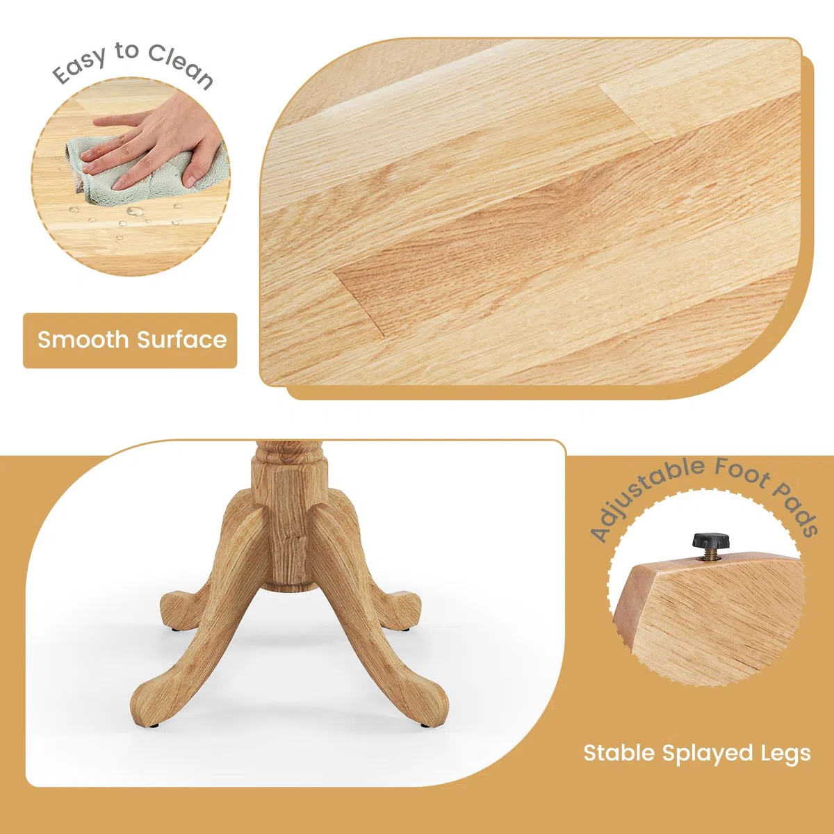 LIFEZEAL 100cm Runder Esstisch, Esszimmertisch für 4 Personen, Küchentisch Esszimmer Tisch Holz mit Säulenfuß, Dining Table Vintage für Bistro Küche Restaurant (Natur)