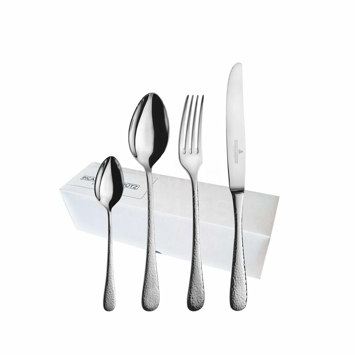 Picard & Wielpütz - Besteckset 60teilig mit Hohlheft-Menümessern - Serie Mia - Edelstahl - poliert, hammerschlag Design - spülmaschinenfest