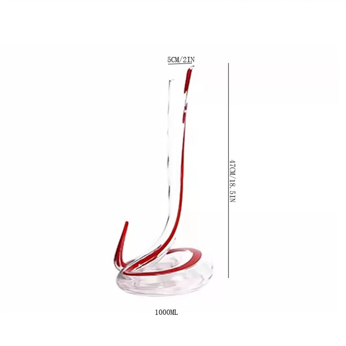 Handgefertigter, kreativer, bleifreier Kristall-Weinkühler in Schlangenform, Premium-Glas, Rotweingläser, Heimgebrauch, schnelles Aufwachen des Weins Geschenkidee für Weinliebhaber(Red)