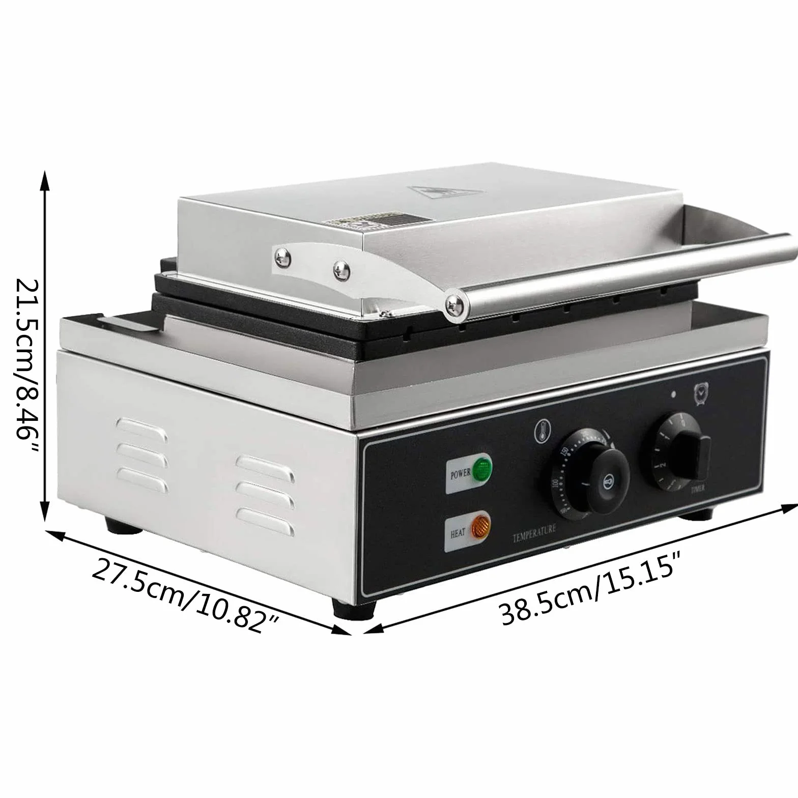 Waffelmaschine 10 Fächer 1550W Antihaftbeschichtung Edelstahl Timer